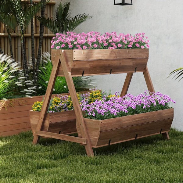 Cisvio 21 in. x 8 in. x 8.5 in. Vertical Garden Bed Planter with 3 Planters 1-Piece Wood Material