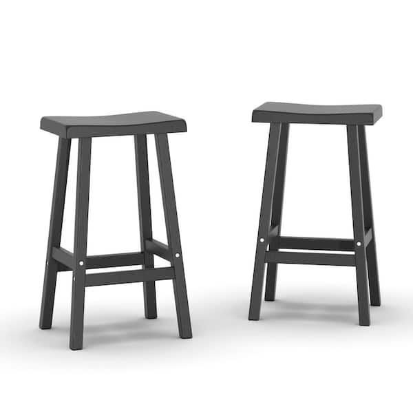 2-Pack Resin Outdoor Bar Stool, Counter Stool with Footrests, Anti-Slip Pad for Kitchen, Dining Room, Cafe, Bar Counter