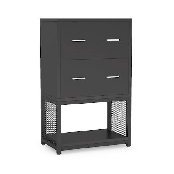 Byblight Atencio Black Lateral File Printer Stand With Letter