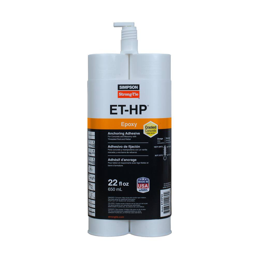 Simpson Strong Tie Et Hp 22 Oz Epoxy Adhesive Cartridge With Nozzle Et Hp22 N The Home Depot