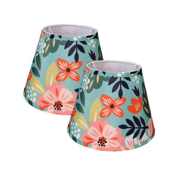 CARRO Floral Collection Limited Edition Round Empire Shape 10 in. x 7.5 in. x 6 in. Tropical Flowers Lamp Shade (2-Pack)