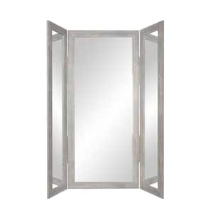 Modern Farmhouse Silver Tri fold Dressing Mirror (71 in. H x 64 in. W)