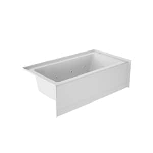 PROJECTA 60 in. x 32 in. Acrylic Left Drain Rectangular Low-Profile AFR Alcove Whirlpool Bathtub with Heater in White