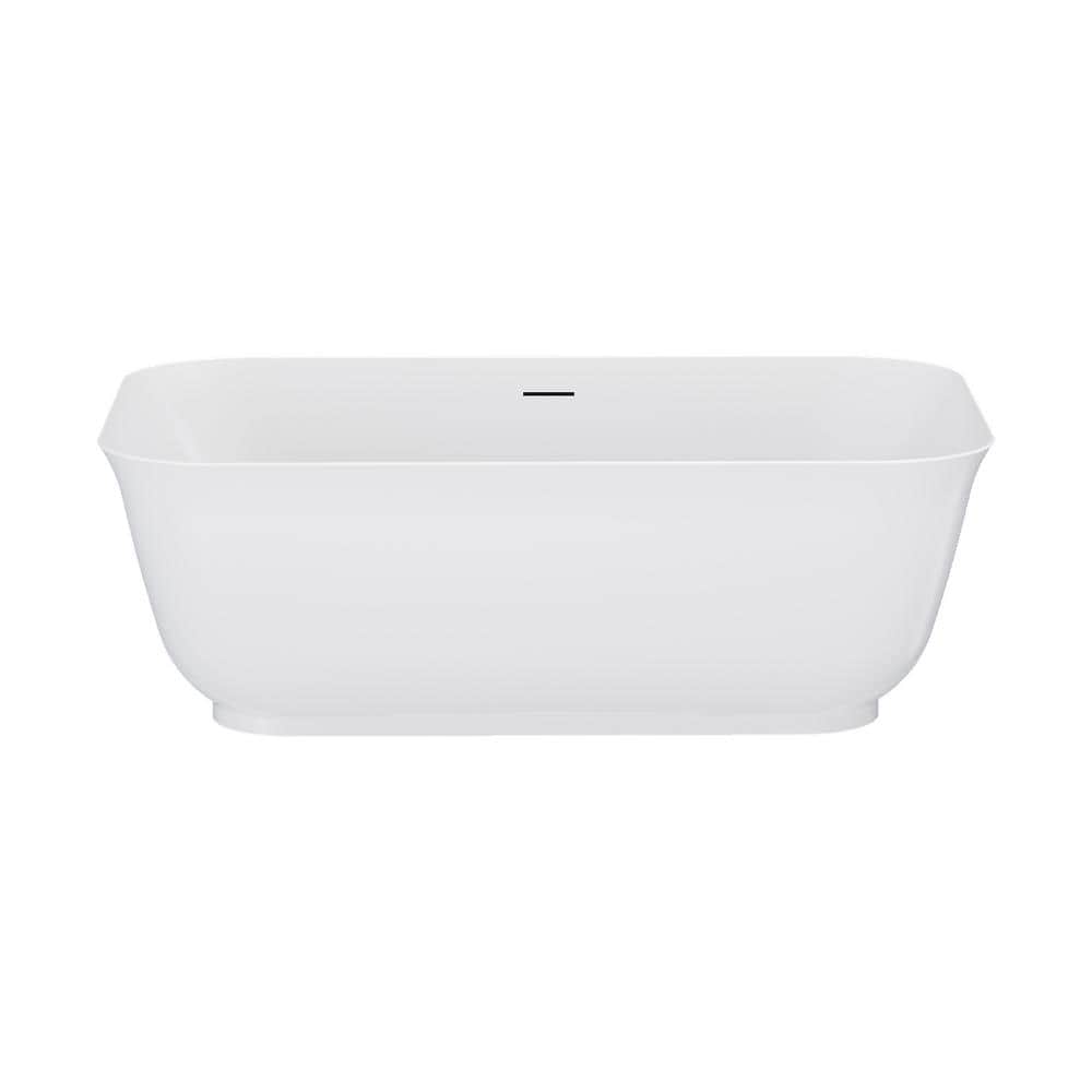 Mina 59.1'' White Acrylic Freestanding Soaking Bathtub