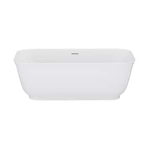 Mina 59 in. x 29.6 in. Soaking Bathtub with Middle Drain in White/Gloss