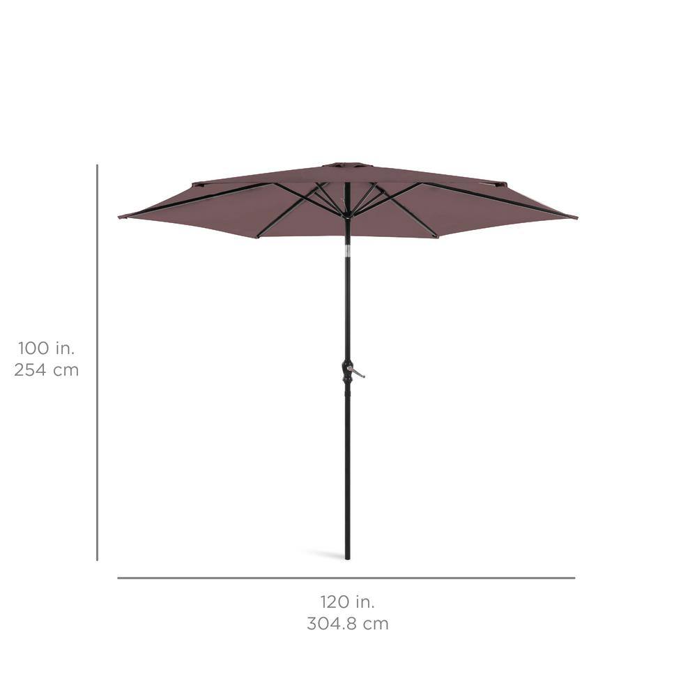 10ft Deep Taupe Steel Market Patio Umbrella with Crank and Tilt