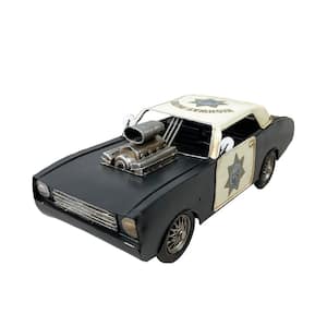 Black and White 12.5 x 5 x 4.5 in. Police Hot Rod Metal Model