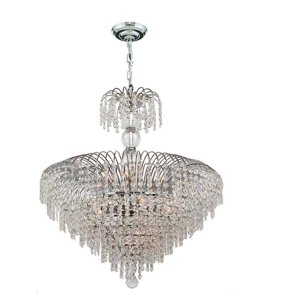 Worldwide Lighting Empire Collection 14-Light Polished Chrome Chandelier with Clear Crystal