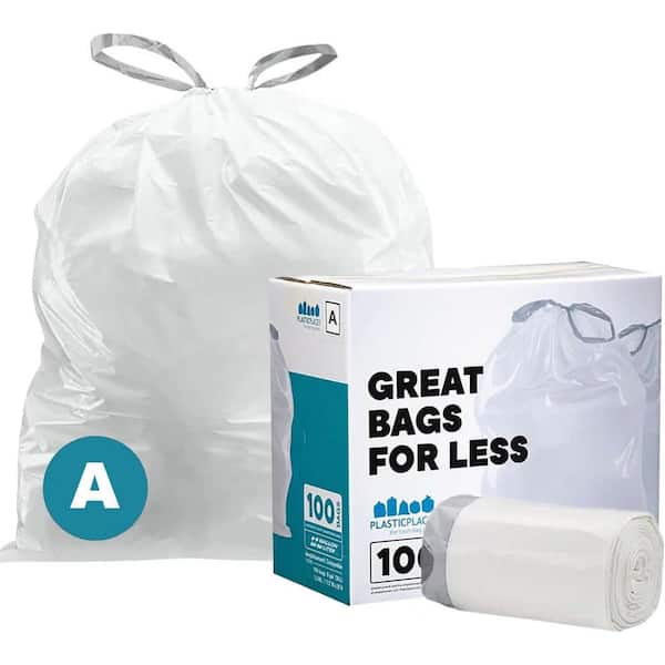 1.2-2 Gal. / 4.5 Liter White Trash Bags Compatible with Simplehuman Code A 11.5 in. x 15.5 in. (100 Count)