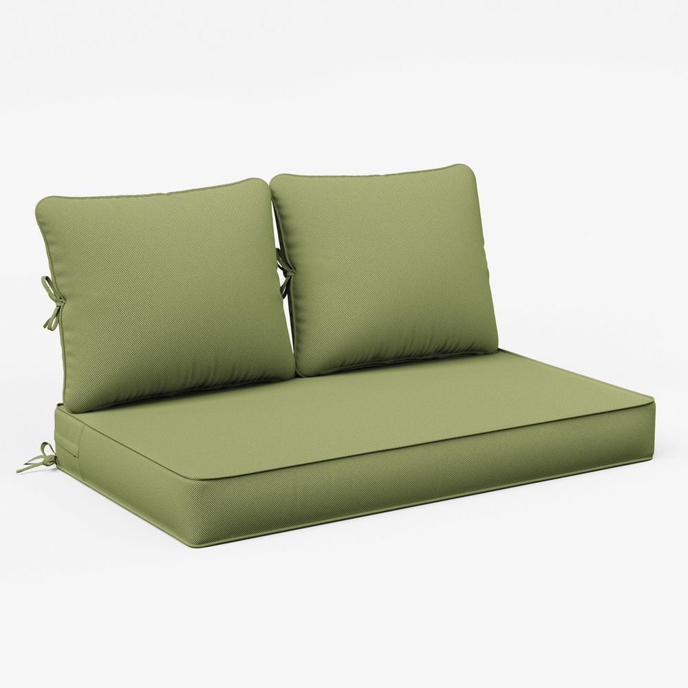 46 in. x 26 in. x 5 in. Outdoor Patio Replacement Loveseat Sofa Cushion Set with Backrest Light Green