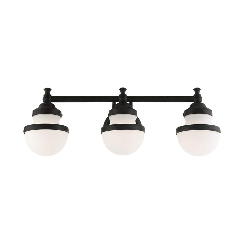 Oldwick Sleek 3-Light Vanity Sconce with Satin Opal White Glass