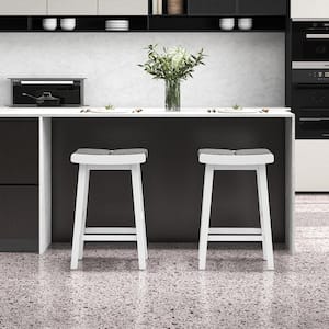 26 in. Gray Backless Wood Bar Stool Counter Height Kitchen Island Chairs Set of 2