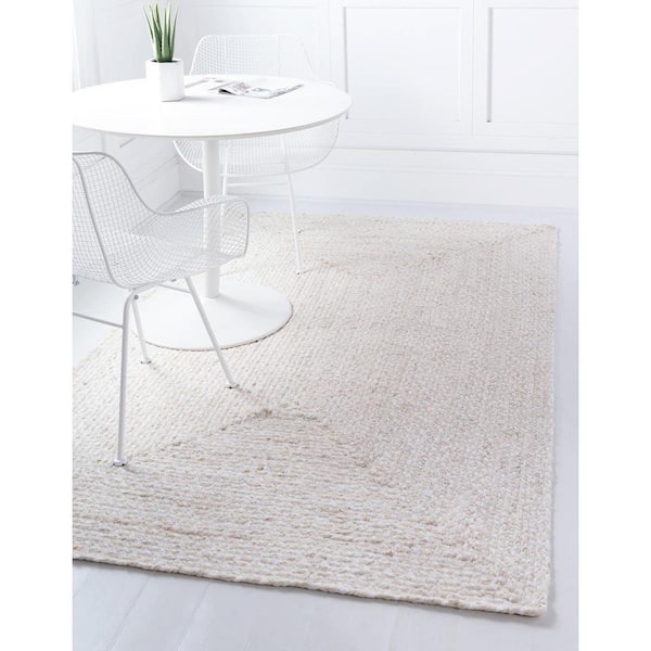 Braided Chindi Ivory 9 ft. x 12 ft. Area Rug