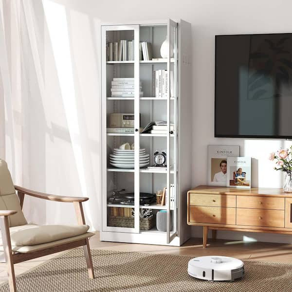 27.6 in. W x 13.78 in. D x 72 in. H Metal Kitchen Pantry Display