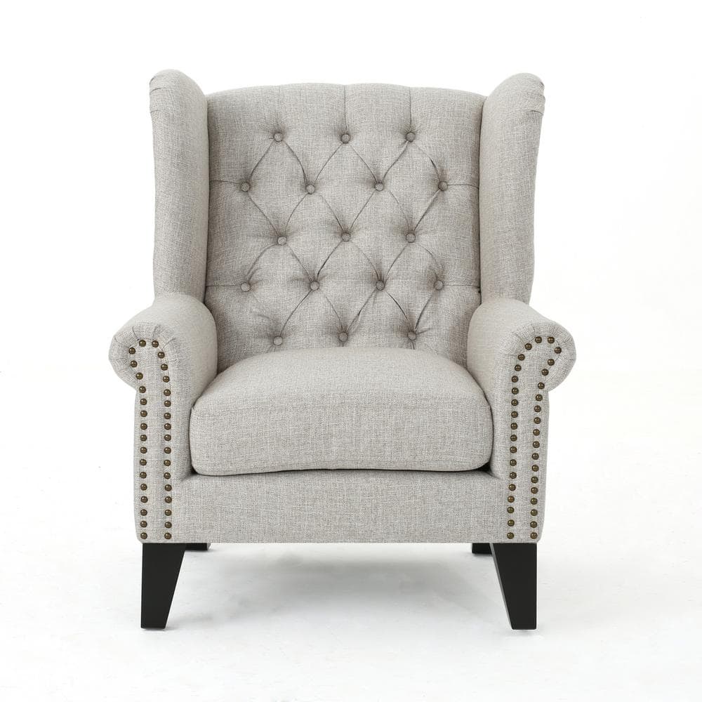 Noble House Laird Beige Fabric Nailhead Trim Side Chair 16065 - The ...