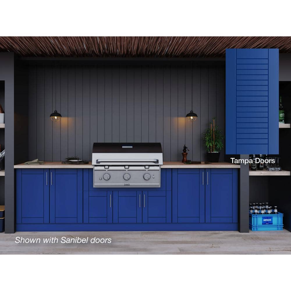 Weatherstrong Tampa Reef Blue 17 Piece 121 25 In X 34 5 In X 28 In Outdoor Kitchen Cabinet Set Wse120wm Trb The Home Depot