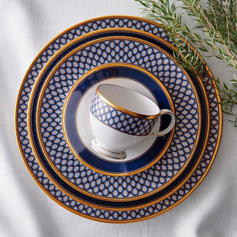 Blueshire Gold Trim 5-Piece Porcelain Place Setting