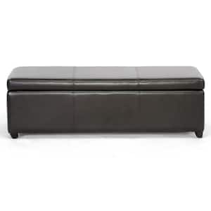 Baxton Traditional Brown Faux Leather Upholstered Storage Ottoman