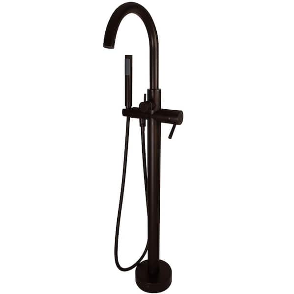39 in. Floor Mount Freestanding Bathtub Filler Faucet with Handheld Shower, Oil Rubbed Bronze