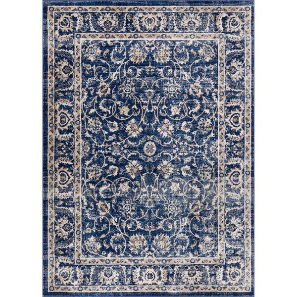 Well Woven New Age Sonoma Blue 8 ft. x 10 ft. Traditional Vintage Distressed Oriental Area Rug