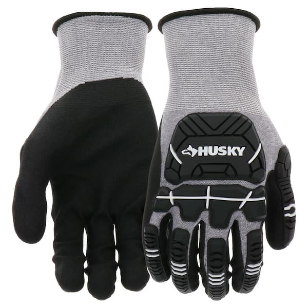 Husky Large ANSI 2 Cut Level Nitrile Coated Impact Work Glove