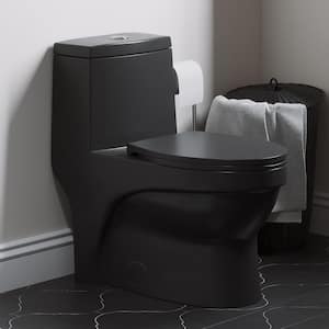 Virage 1-piece 1.1/1.6 GPF Dual Flush Elongated Toilet in Matte Black, Seat Included