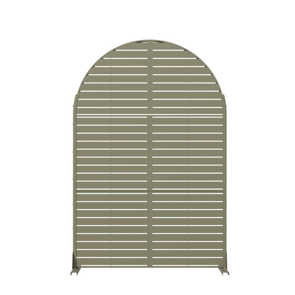 72 in. x 47 in. Arch Olive Gray Metal Decorative Privacy Screen Garden Fence Louvered Wall Decor Lattice Panel price history on PriceWatchPro