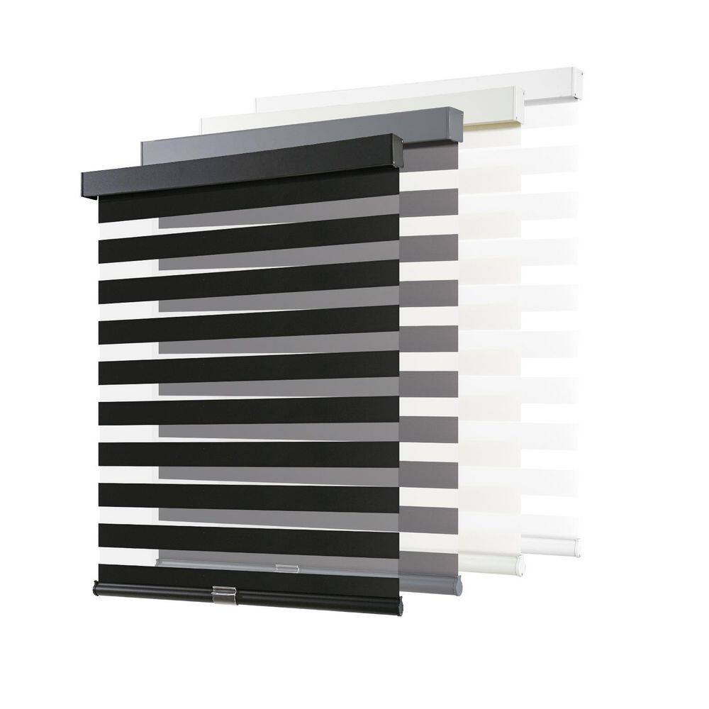 Zebra Blinds Cordless Shades-Dual Layer Light Filtering, Day & Night, Black Polyester Fabric 37 in. W x 72 in. L price history on PriceWatchPro