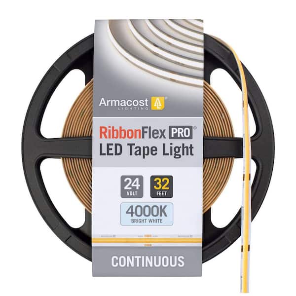 Armacost Lighting RibbonFlex Pro 24-Volt White COB LED Strip Light Tape 4000K 32 ft. (10m)