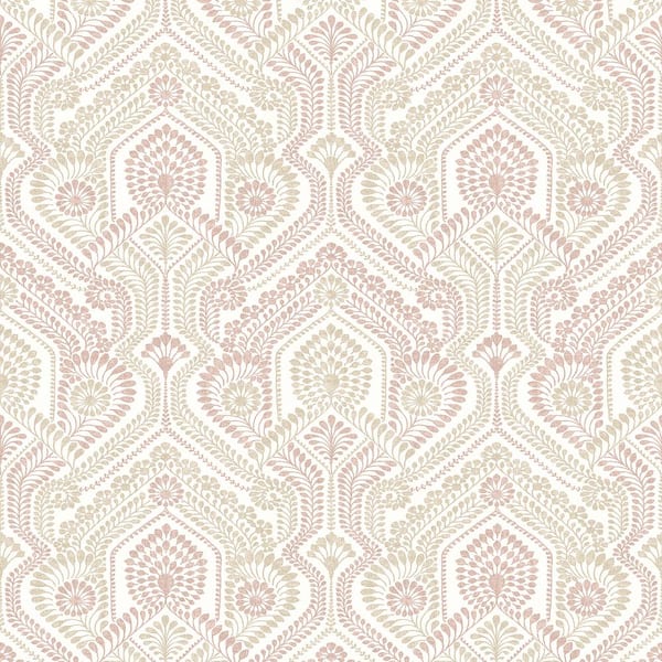 A-Street Prints Fernback Ornate Botanical Pink Matte Paper Wallpaper Sample