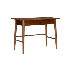 42 in. Rectangular Rich Brown 1 Drawer Writing Desk with Built-In Storage