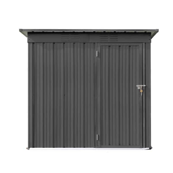 5 ft. W x 4 ft. D Grey Metal Frame Garden Storage Shed with Punched Vents, Hinged Door and Padlock, 20 sq. ft.