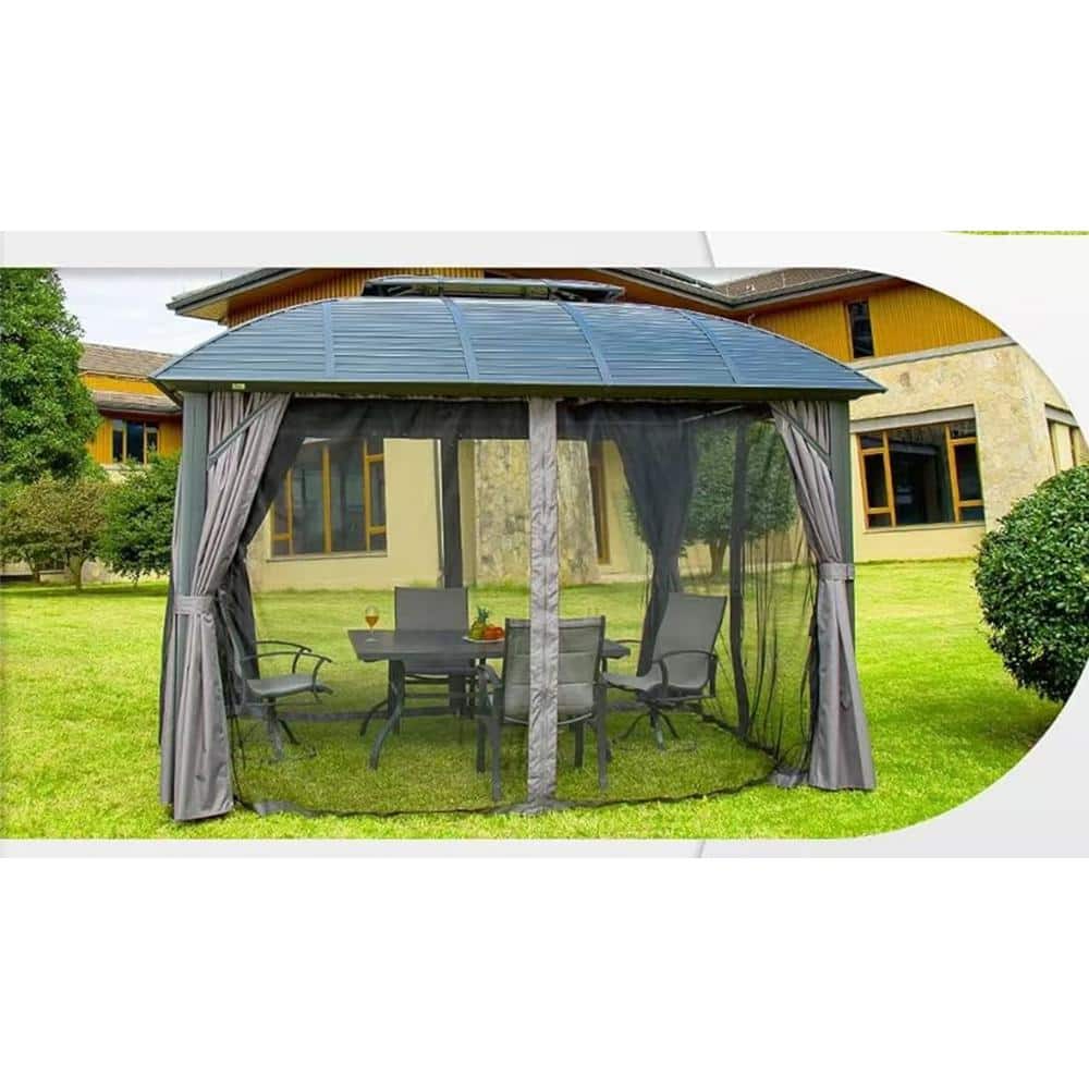 10 ft. x 12 ft. Metal Outdoor Patio Hardtop Gazebo with Aluminum Frame, Gal