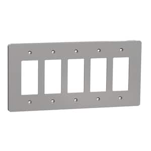 X Series 5-Gang Mid Size Plus Wall Plate Cover Decorator/Rocker Matte Gray