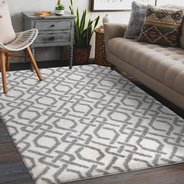 Pelush Shag Gray 7 ft. x 9 ft. Area Rug 50266 - The Home Depot