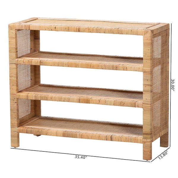 bali & pari Abelia 4-Tier Rattan Household Shelving Unit Natural