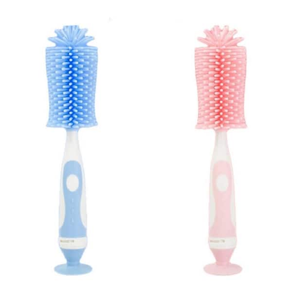 Wellco Baby Bottle Brushes Cleaning Brush Set Blue And Pink, (2-Pack)