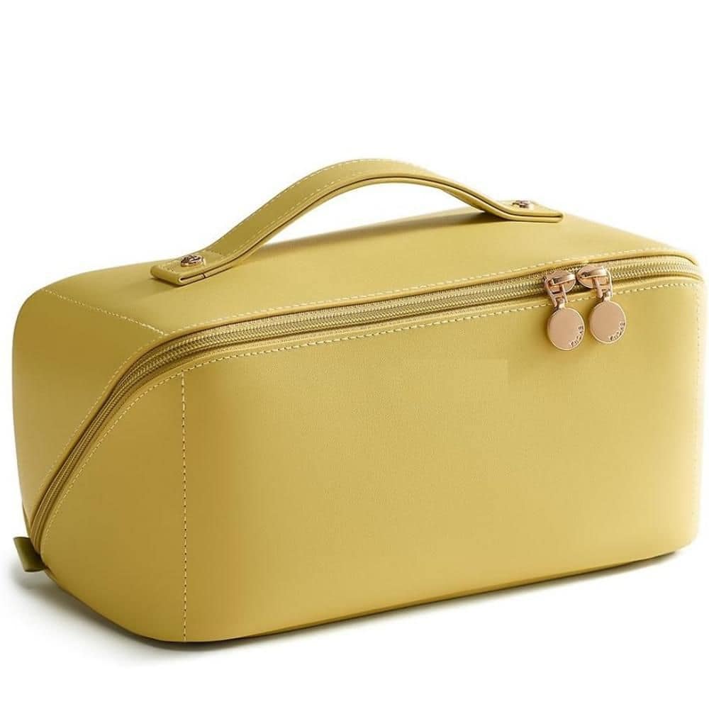 Travel Makeup Bag in AP-Green, Large Capacity Cosmetic Bag for Women, Waterproof, Flat Open Portable Toiletry Bag