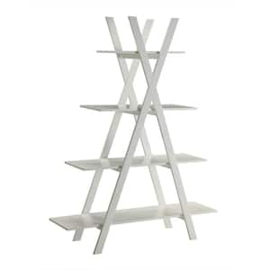 Oxford 47.5 in. L x 13 in. W x 59 in. H White 4-Shelf A Frame Bookcase