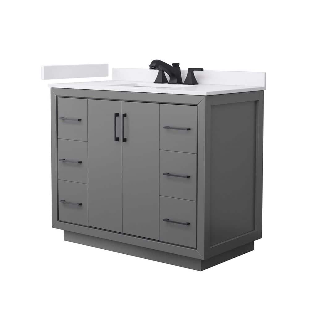 Icon 42 in. Single Freestanding Dark Gray Bath Vanity with White Cultured Marble Top Assembled price history on PriceWatchPro
