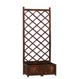 67 in. Wood Brown Planter Box with Trellis Outdoor for Plants