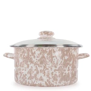 Taupe Swirl 6 qt. Enamelware Stock Pot with Glass Lid