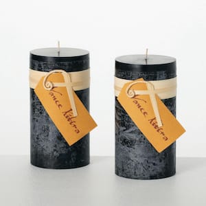 6" Black Timber Pillar Candles
