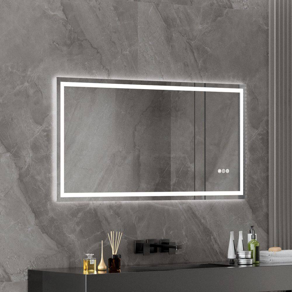 Luminous 48 in. W x 36 in. H Rectangular Frameless LED Mirror Dimmable Defog Wall-Mounted Bathroom Vanity Mirror price history on PriceWatchPro