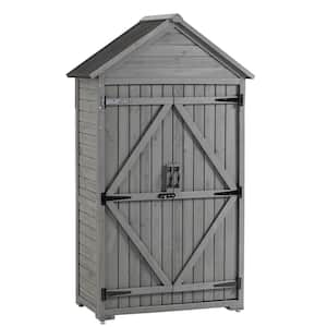 3.3 ft. W x 1.84 ft. D Outdoor Storage Cabinet, Garden Outside Wooden Shed Closet with Shelves and Latch, 6.05 sq. ft.