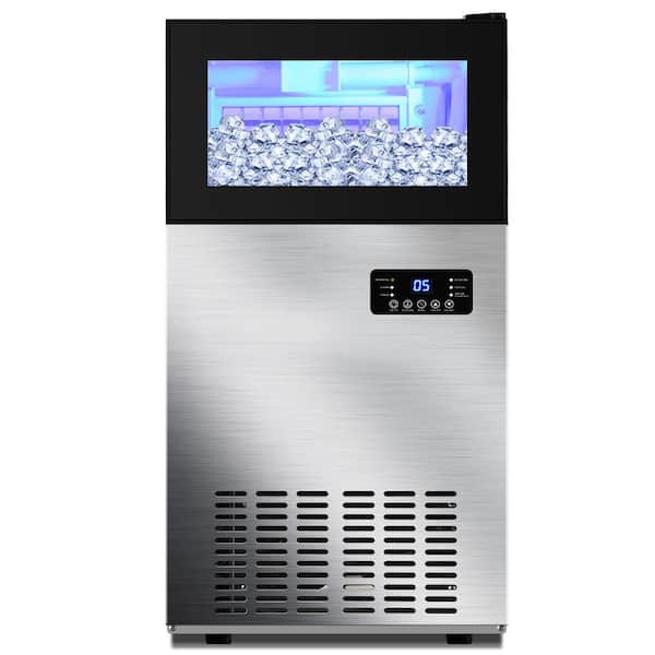Commercial Ice Maker Machine 140Lbs/24H With 22Lbs Ice Capacity Bin, Stainless Steel Under Counter Freestanding Large Ice Machine, 2 Water Inlet Modes For Home/Shop/Office/Bar