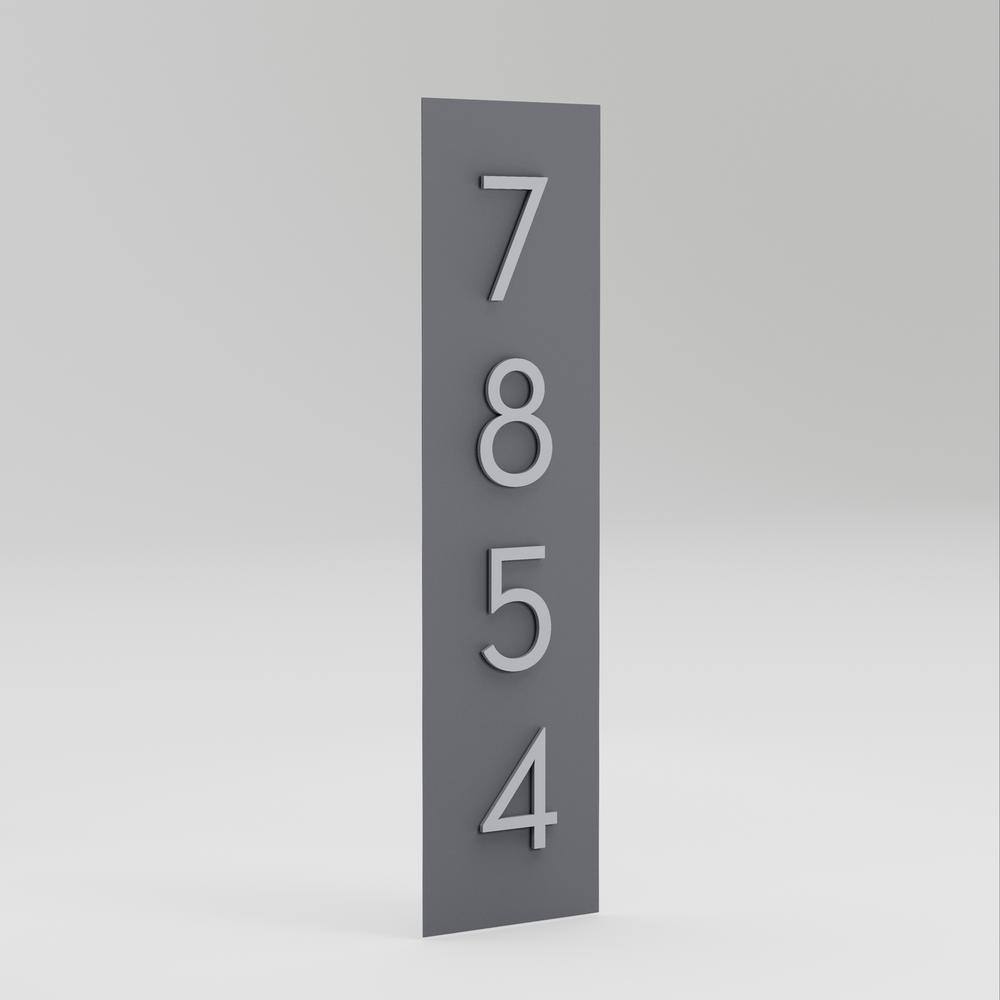 Large Gray Steel Vertical Address Plaque