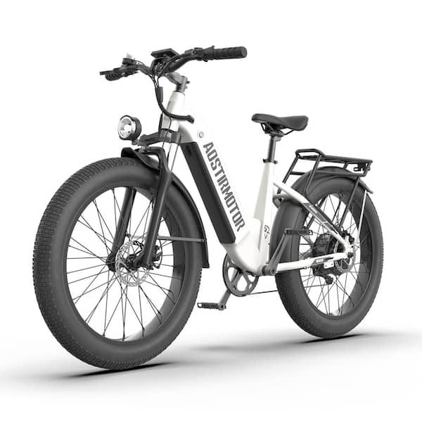 Sudzendf 26 in. Adults White Fat Tire Electric Bike