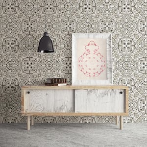 Florentine Grey Tile Grey Wallpaper Sample