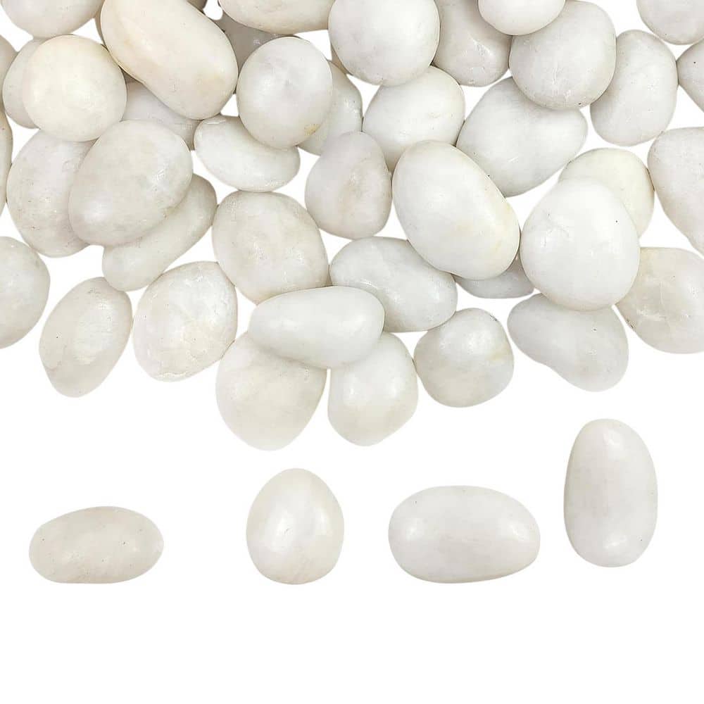 0.2 cu. ft. Polished White Decorative Stones Natural Pebbles 5 lbs. Bag for Fish Tank Garden Vase Filler Landscaping